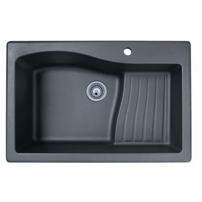 33x22x10-5/8" Granite One Bowl Kitchen Sink Espresso, 1 Hole