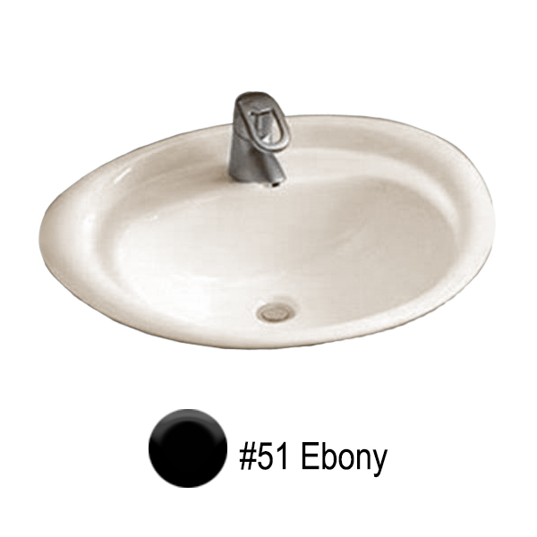 25x19" Drop In Lav Sink w/4" Fct Holes in Ebony