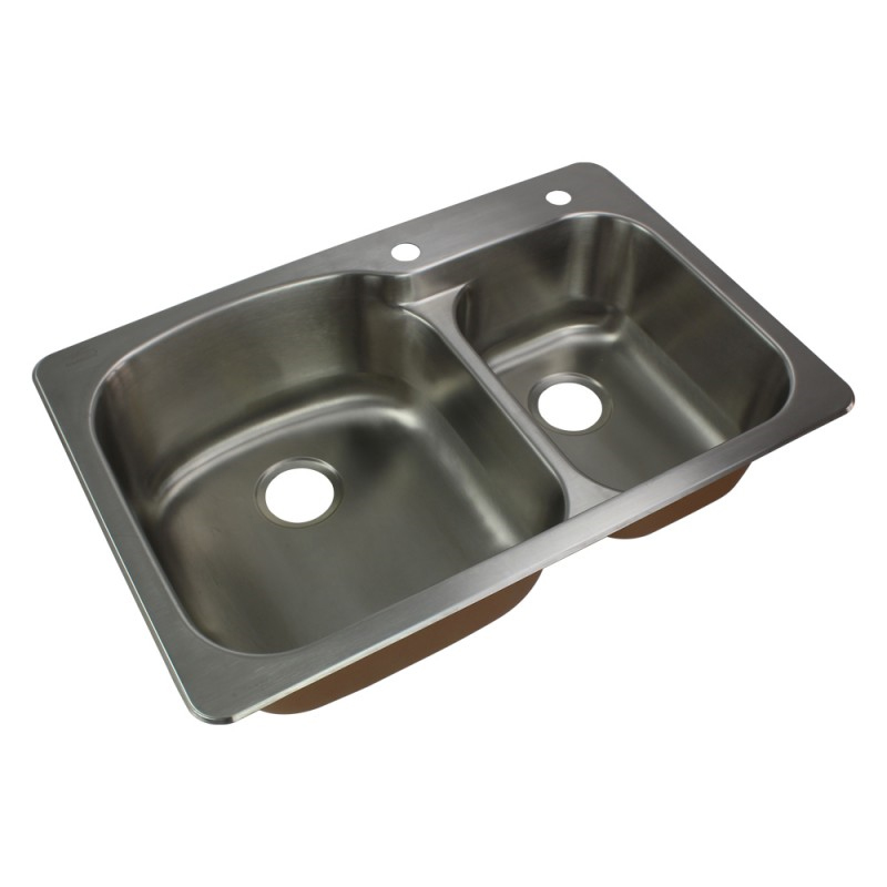 Classic 32-63/64x22-1/64x9" SS 75/25 Double Bowl Sink 2HL