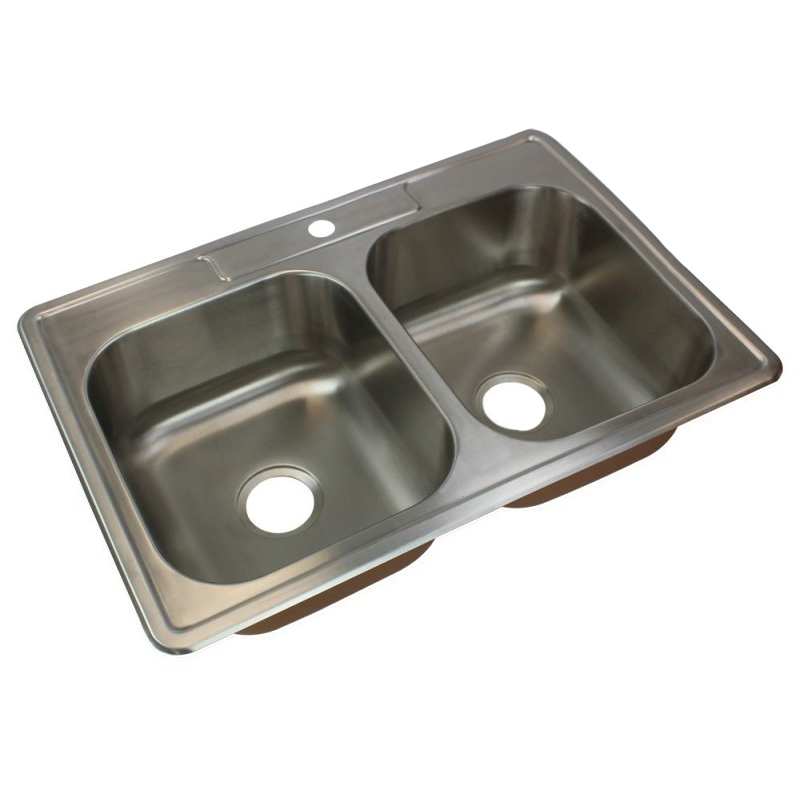 Classic 32-63/64x22-1/64x8" SS Equal Double Bowl Sink 1HL