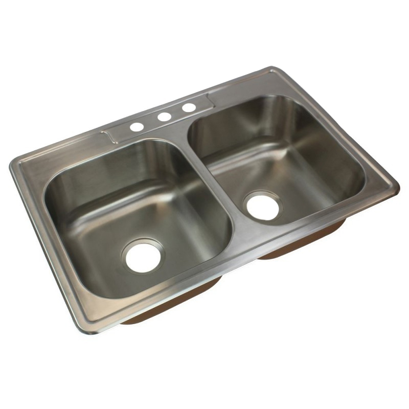 Classic 32-63/64x22-1/64x8" SS Equal Double Bowl Sink 3HL