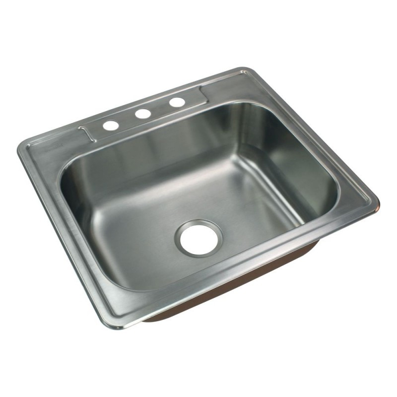 Classic 25x22-1/64x8" Stainless Steel Kitchen Sink w/3 Holes