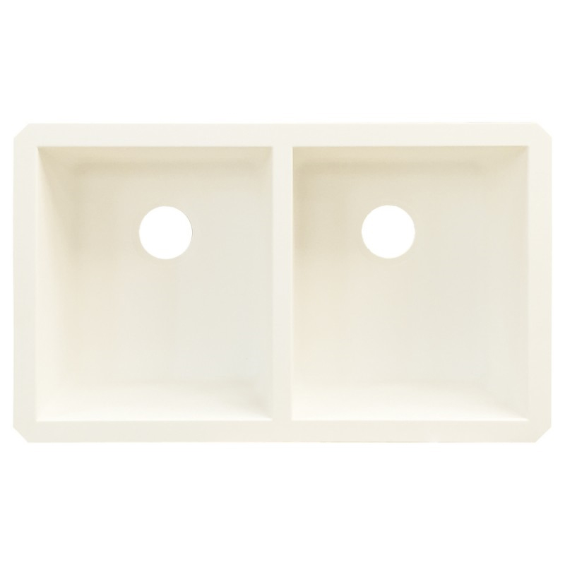 Radius 31-3/4x19-1/8x9-1/2" Double Bowl Sink in White