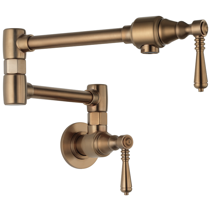 Brizo Trad Single Hole Wall Mount Pot Filler in Brushed Bronze