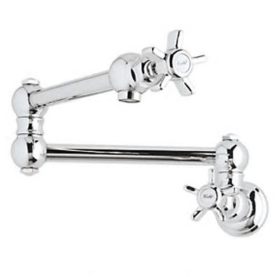Italian Country Wall Mount Pot Filler in Chrome w/Porcelain Levers