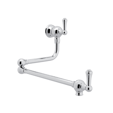 Perrin & Rowe Wall Mount Swing Arm Pot Filler in Polished Chrome