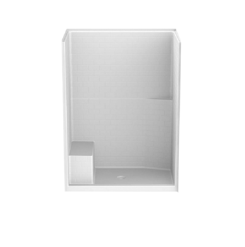 AcrylX 1-Piece Shower 60x35x81" w/LH Seat & Center Drn in White