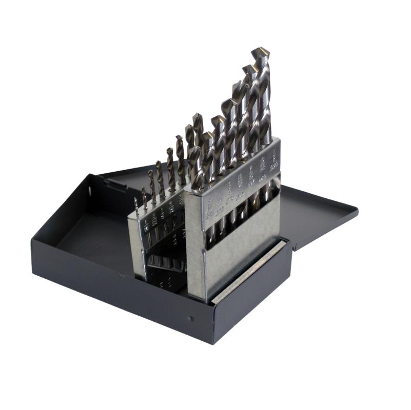 General Purpose Jobber Length Drill Set 15-Pc in Metal Case HSS Bright 1/16">1/2" by 32nds