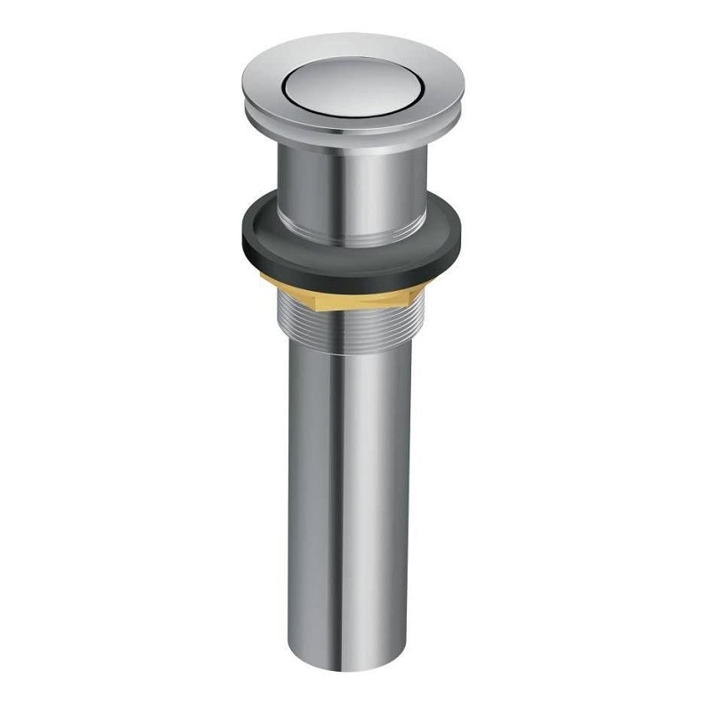 Spring Loaded Push Button Bathroom Drain w/Overflow in Chrome