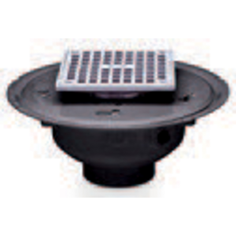 DRAIN 3-4 ABS BODY ADJUSTABLE COMMERCIAL DRAIN 82283 5" CHROME ROUND GRATE IN SQUARE TOP