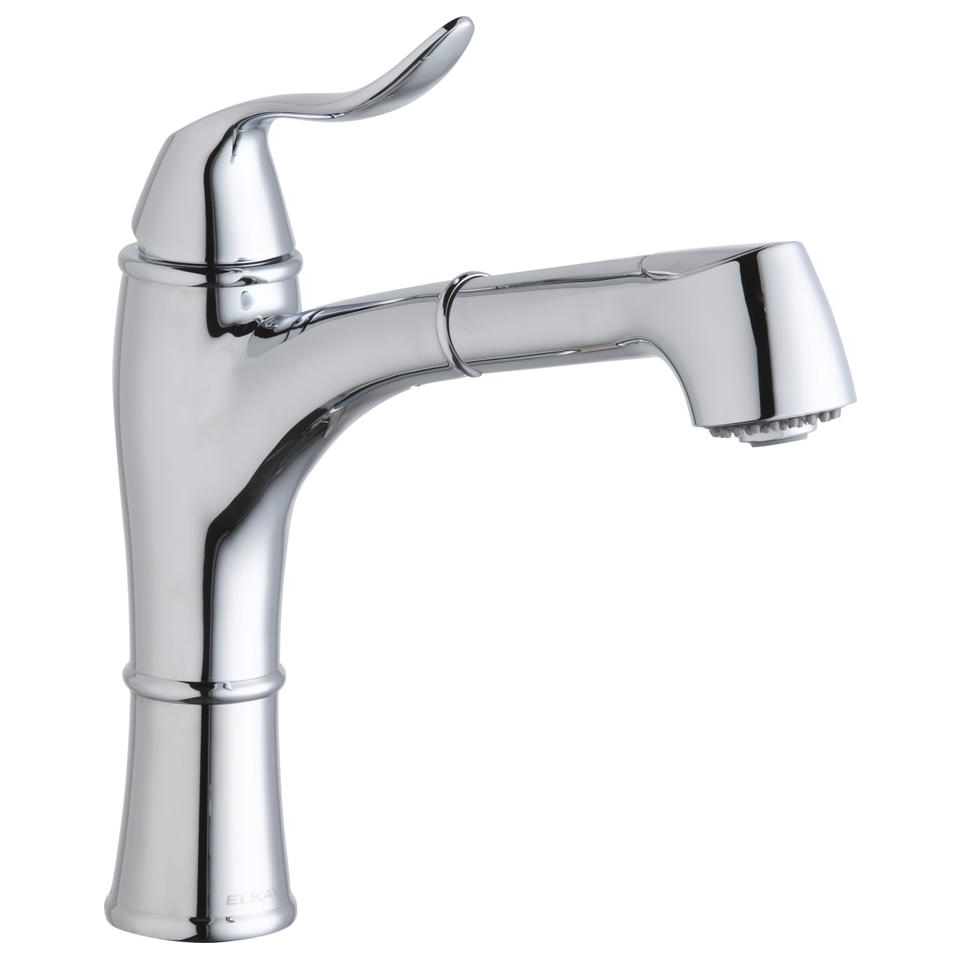 Explore Single Handle Pull-Out Spray Kitchen Faucet w/Hi & Mid-Rise Base Options Chrome