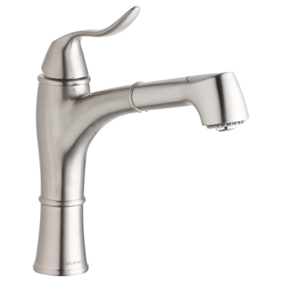 Explore Single Handle Pull-Out Spray Kitchen Faucet w/Hi & Mid-Rise Base Options Brushed Nickel