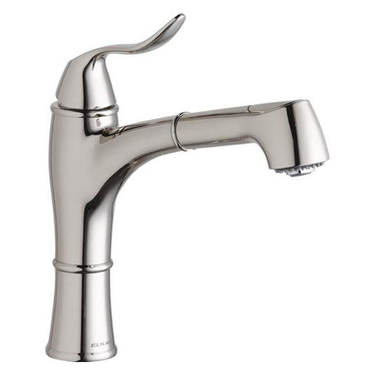 Explore Single Handle Pull-Out Spray Kitchen Faucet w/Hi & Mid-Rise Base Options Polished Nickel