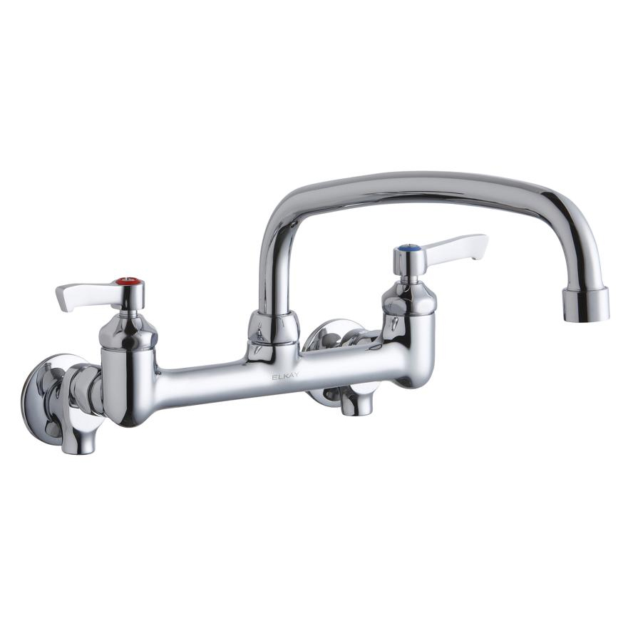 Foodservice Kitchen Faucet w/8" Centers & 1/2" Offset Inlets + Stop 1.5 gpm Wall Mount in Chrome