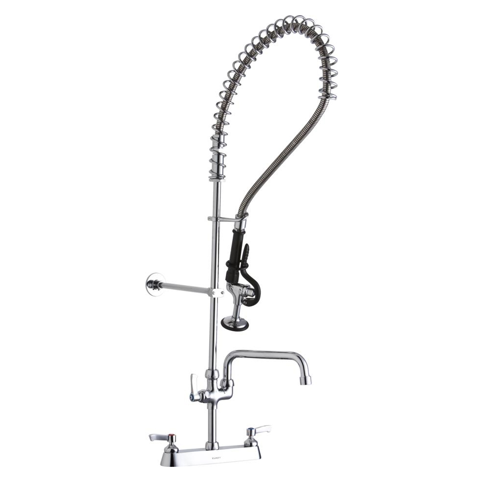 Commercial Kitchen Faucet w/8" Centers & Pre-Rinse Spray Head 1.5 gpm Exposed Deck in Chrome
