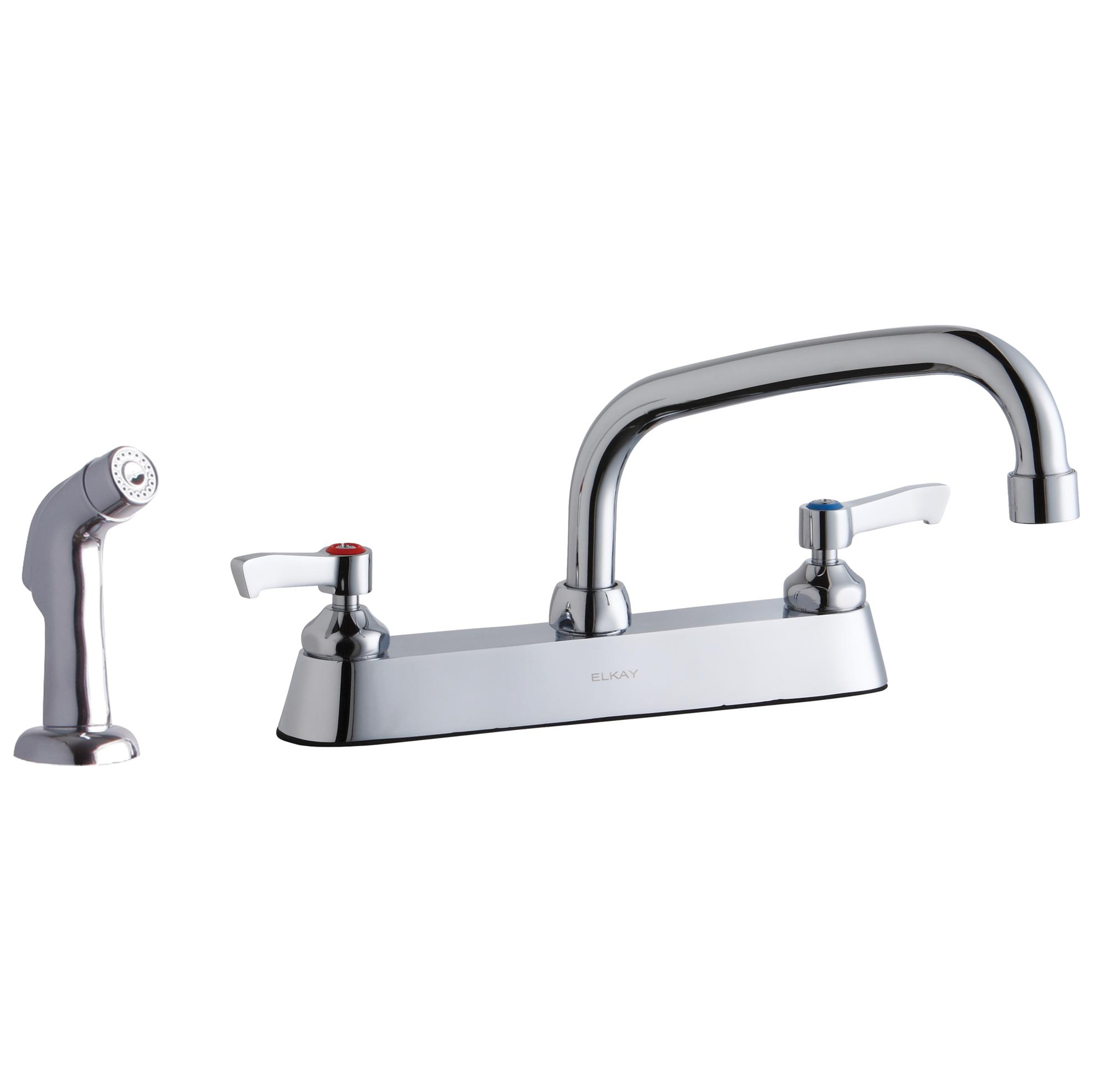 Commercial Kitchen Faucet w/8" Centers & Side Spray 1.5 gpm Exposed Deck in Chrome