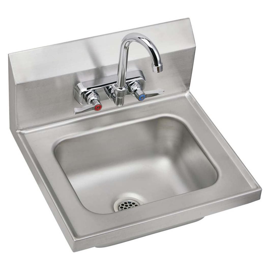 Stainless Steel 16-3/4x15-1/2x13" Wall Hung Handwash Sink Kit