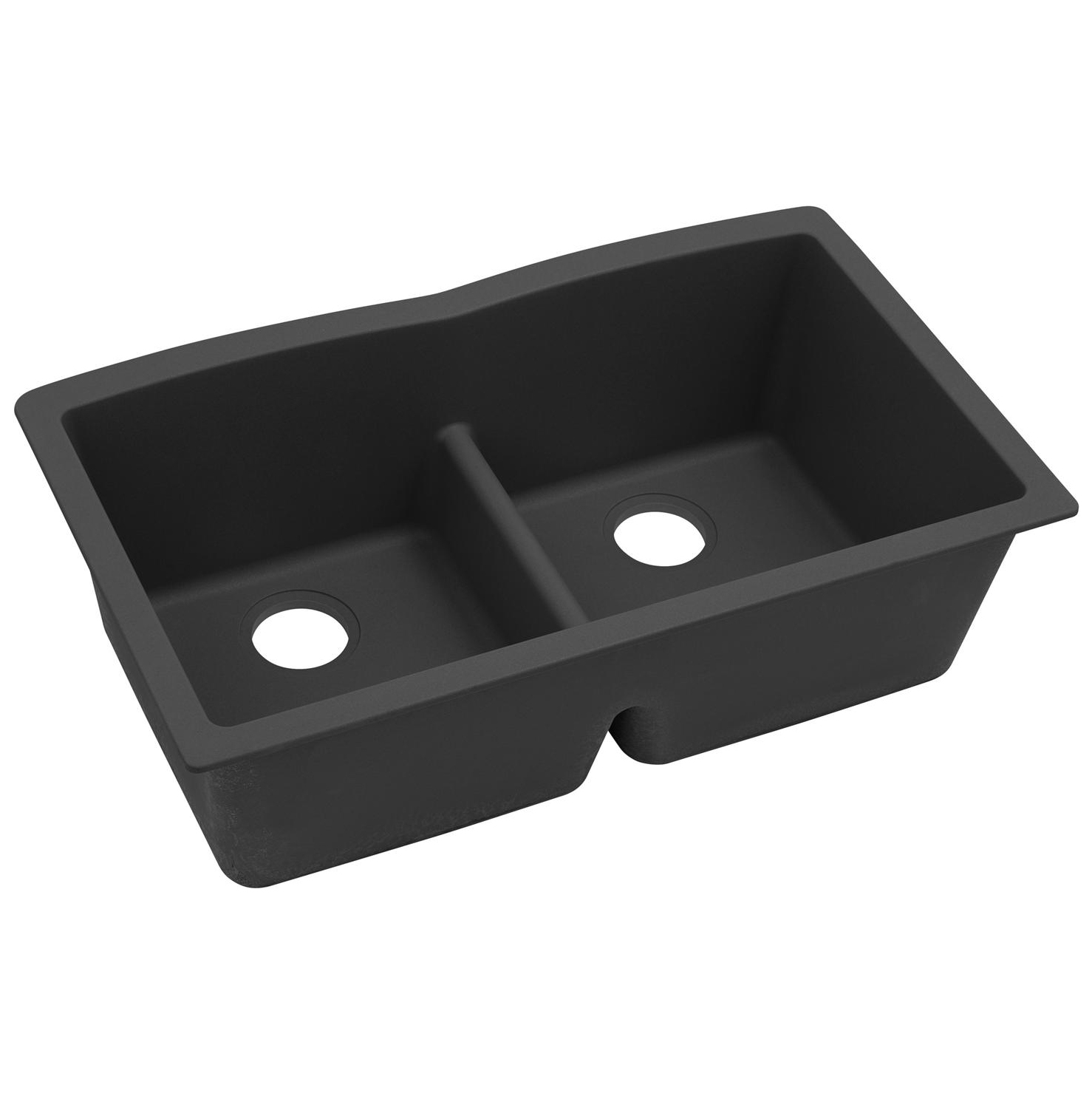 Quartz Classic 33x19x10" Equal Double Bowl Sink in Black