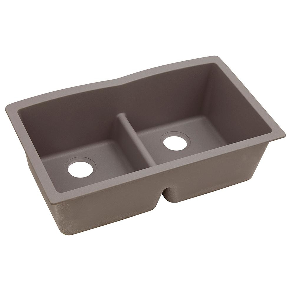 Quartz Classic 33x19x10" Equal Double Bowl Sink in Greige