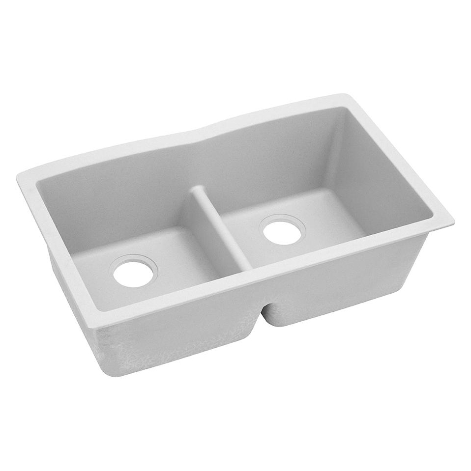 Quartz Classic 33x19x10" Equal Double Bowl Sink in White