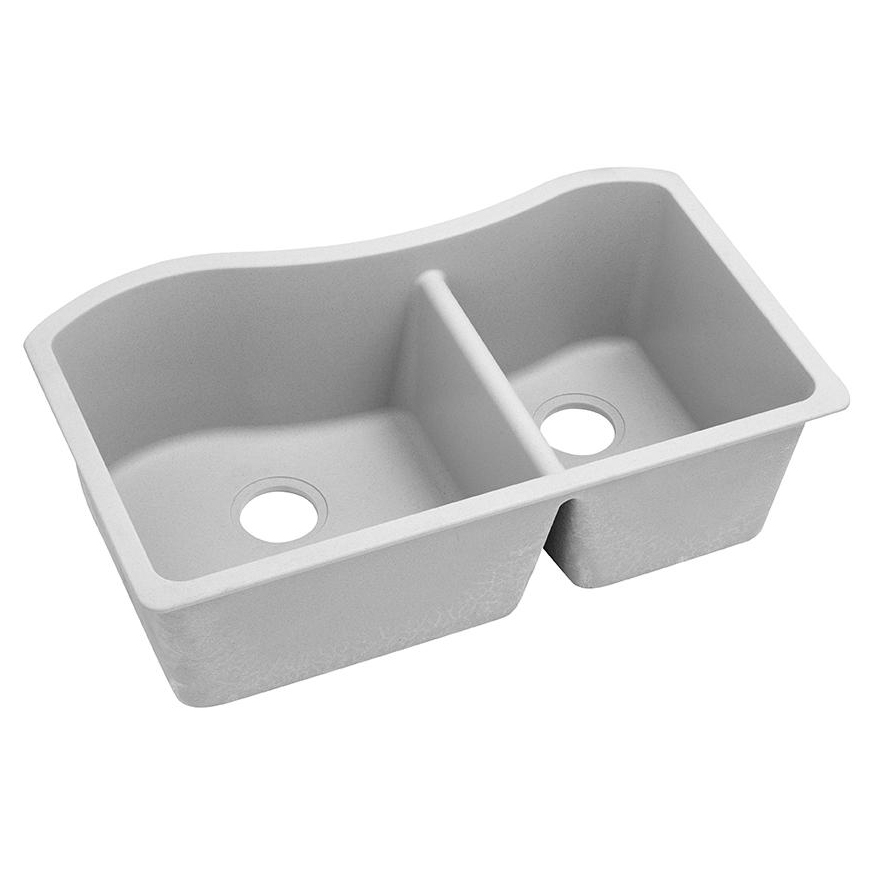 Quartz Classic 32-1/2x20x10" 60/40 Double Bowl Sink White
