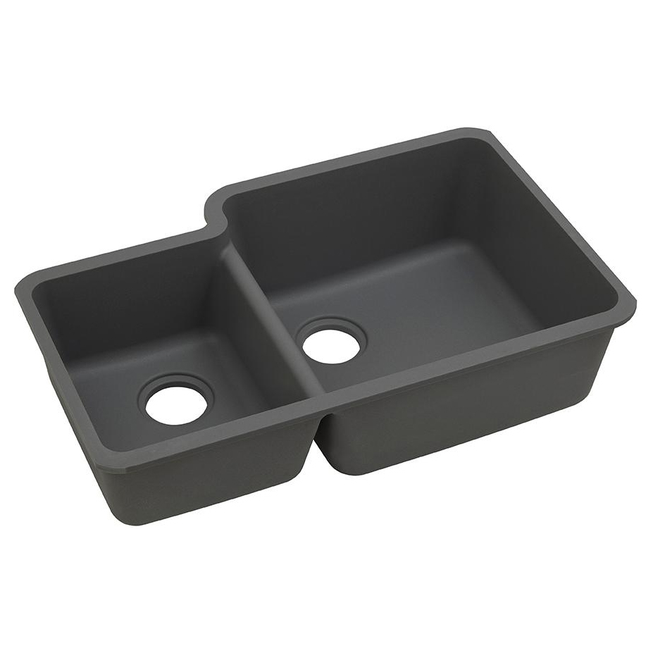 Quartz Classic 33x20-11/16x9" 40/60 Dbl Bowl Sink Dusk Gray