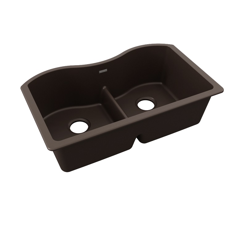 SilverCast 33x22x9-1/2" Double Bowl Undermount Sink in Brown