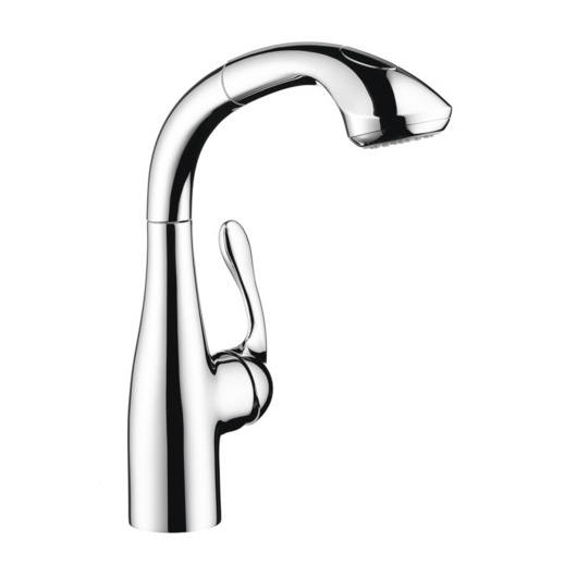 Allegro E Single Hole Pull-Out Kitchen Faucet in Steel Optik