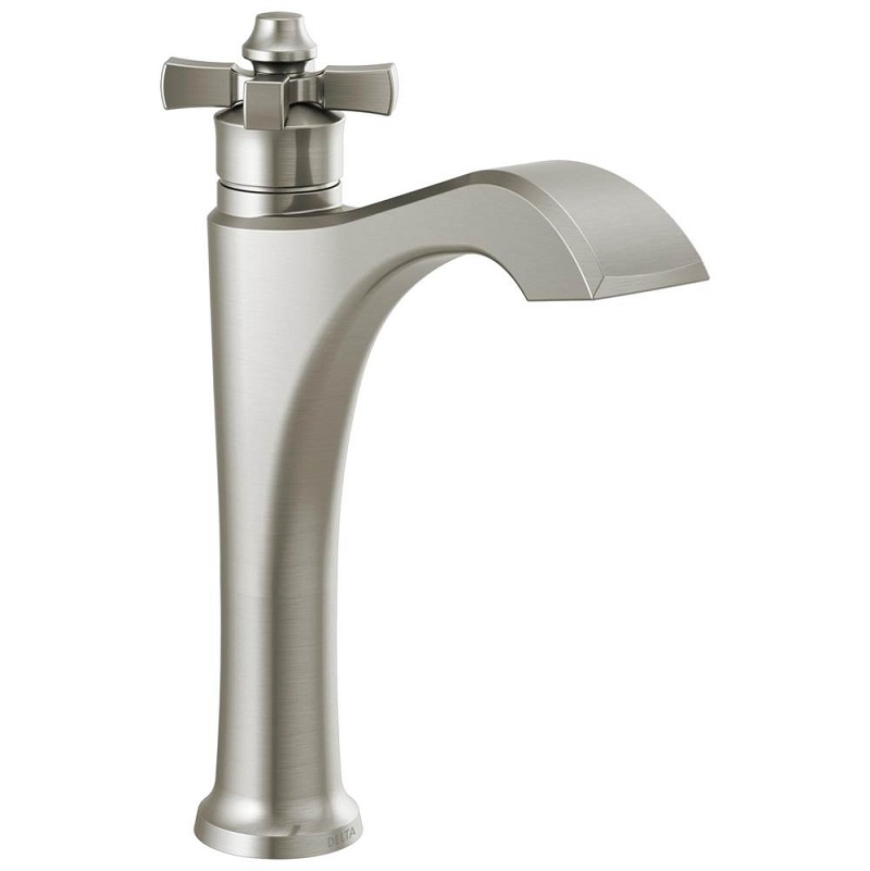 Dorval 1-Cross Hdl Mid-Height Vessel Faucet in Stainless