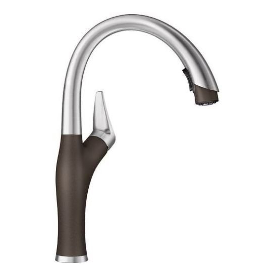 Artona Single Hole Pull-Down Fct w/Dual Spray in Café Brown/Stainless