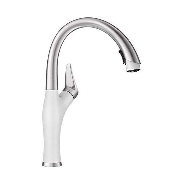 Artona Single Hole Pull-Down Fct w/Dual Spray in White/Stainless