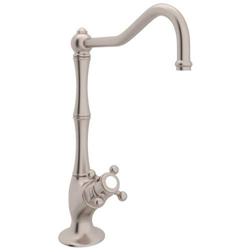 Country Spout Filter Faucet in Satin Nickel w/Mini Cross Handle