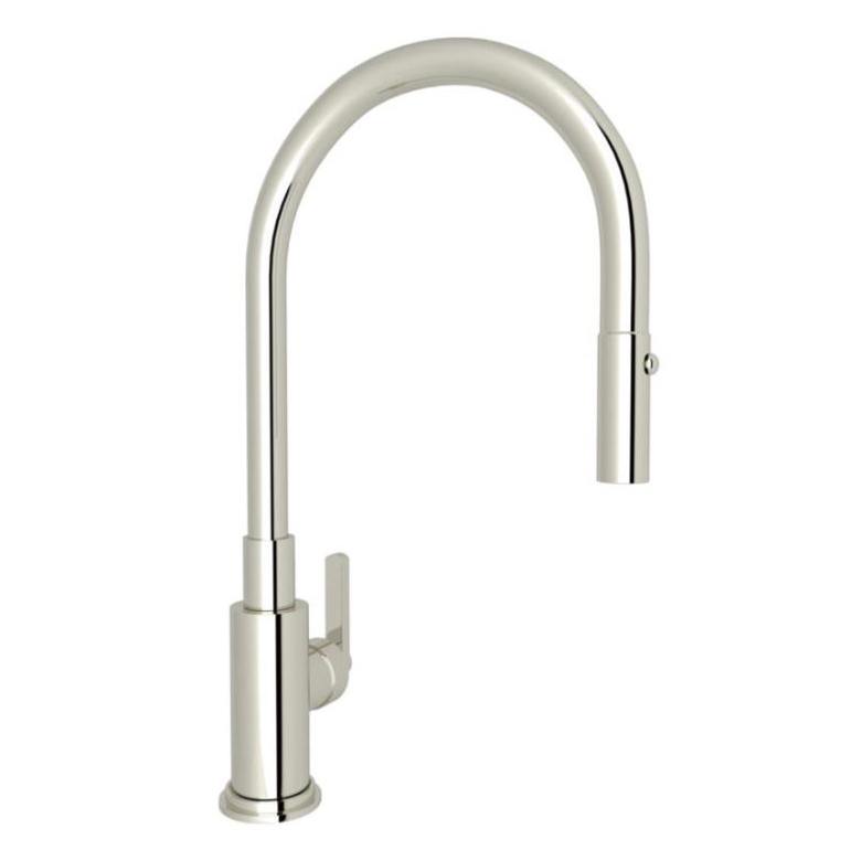 Lombardia Single Hole Pull-Down Kitchen Faucet in Polished Nickel