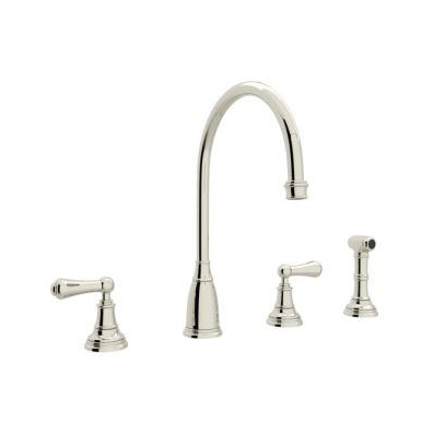 Perrin & Rowe Kitchen Faucet w/Metal Levers in Polished Nickel & Side Spray