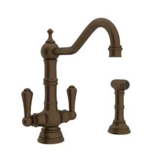 Perrin & Rowe Single Hole Faucet w/Side Spray in English Bronze