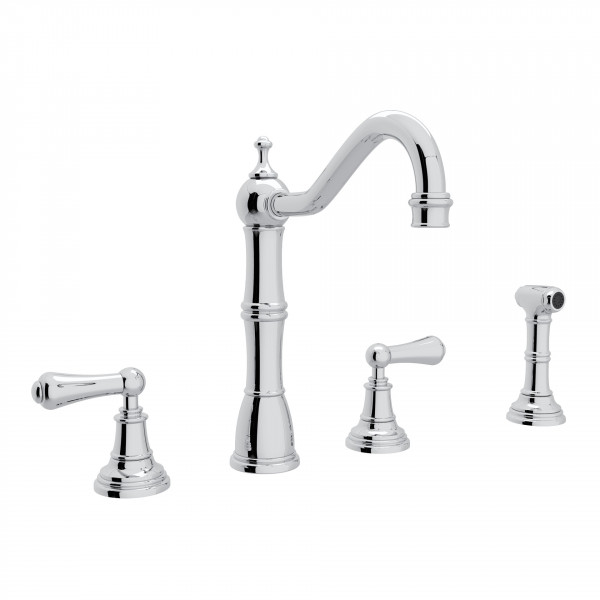 Perrin & Rowe Four Hole Kitchen Faucet in Polished Chrome