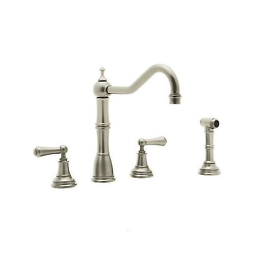 Perrin & Rowe Four Hole Kitchen Faucet in Stain Nickel