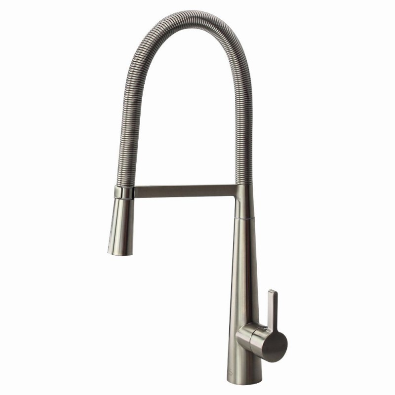 Trattoria Semi-Pro Single Hole Pull-Down Kitchen Faucet in Luxe Stainless
