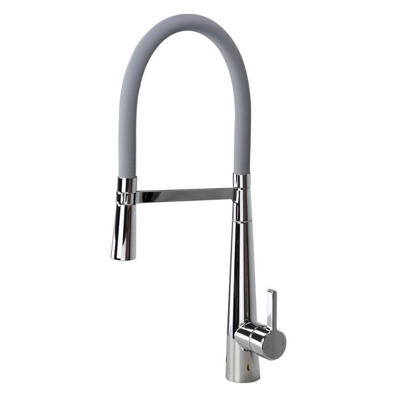 Bell'Arte Semi-Pro Single Hole Pull-Down Kitchen Faucet in Polished Chrome w/Grey Hose Spout