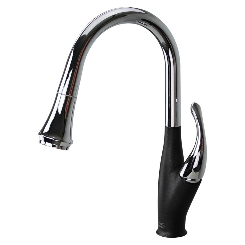 Layla Single Hole Pull-Out Kitchen Faucet in Polished Chrome/Black