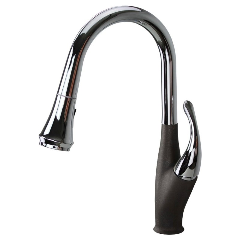 Layla Single Hole Pull-Out Kitchen Faucet in Polished Chrome/Espresso