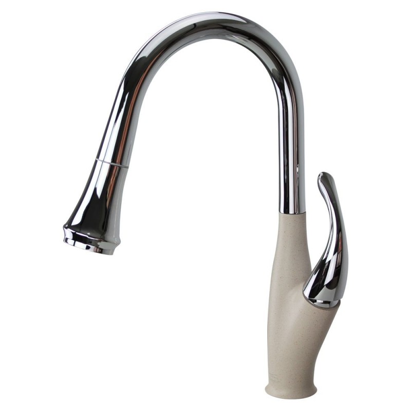 Layla Single Hole Pull-Out Kitchen Faucet in Polished Chrome/Cafe Latte
