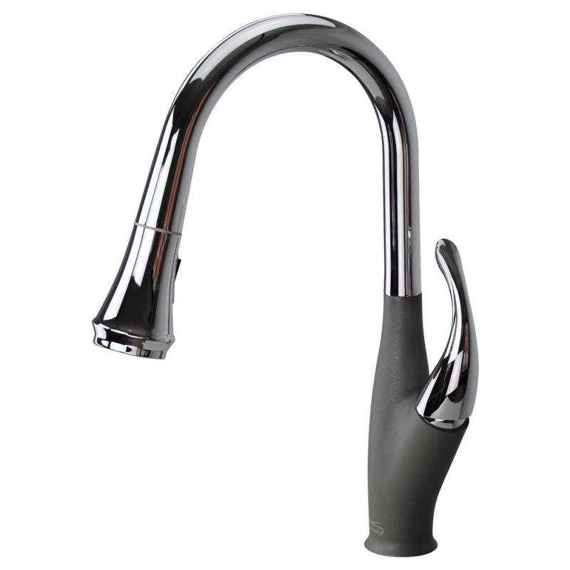 Layla Single Hole Pull-Out Kitchen Faucet in Polished Chrome/Grey