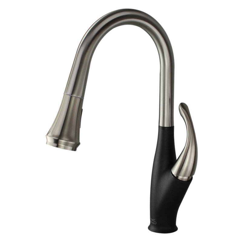 Layla Single Hole Pull-Out Kitchen Faucet in Luxe Stainless/Black