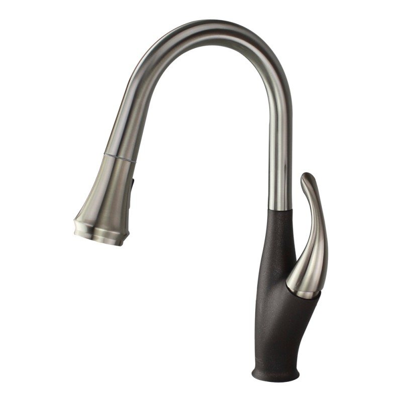 Layla Single Hole Pull-Out Kitchen Faucet in Luxe Stainless/Espresso