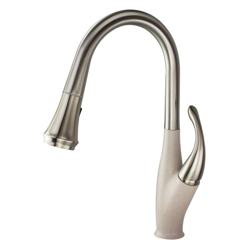 Layla Single Hole Pull-Out Kitchen Faucet in Luxe Stainless/Cafe Latte