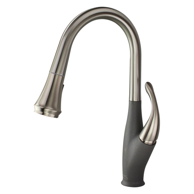 Layla Single Hole Pull-Out Kitchen Faucet in Luxe Stainless/Grey