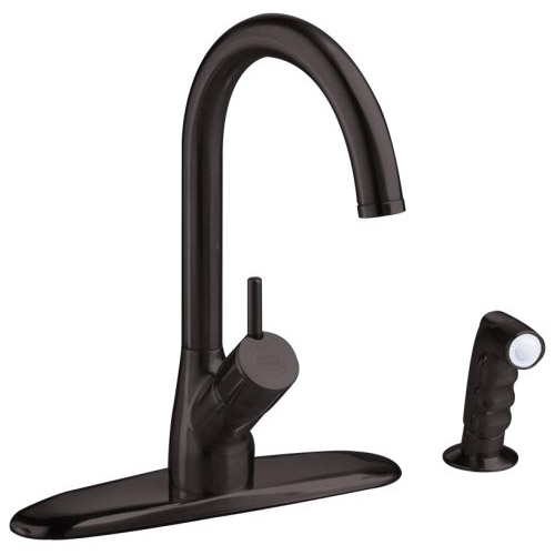 Culinaire Single Handle Hi-Flow Kitchen Faucet w/Side Spray in Blackened Bronze