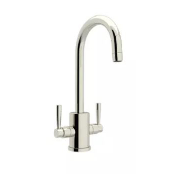 Contemporary Single Hole Bar Faucet in Polished Nickel w/C Spout