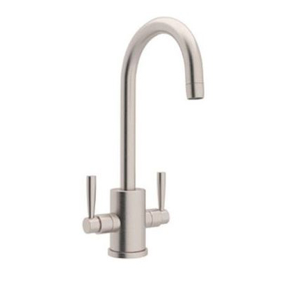 Contemporary Single Hole Bar Faucet in Satin Nickel w/C Spout